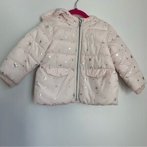 Old navy frost free girls pink star coat 18/24m